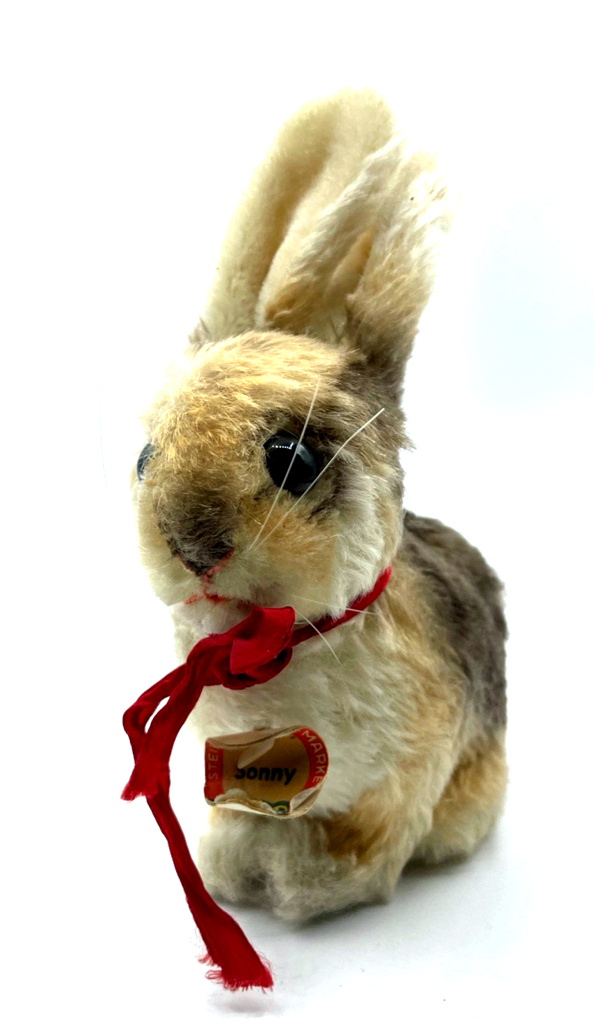 Antik Steifftier Steiff Hase Sonny gepflegt H  20 cm L 16 cm Knopf Fahne Label0