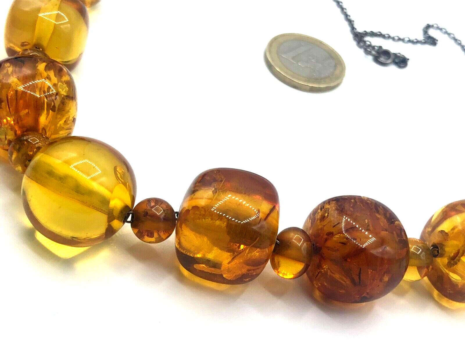 Vintage stattliche Bernstein Kette 925 Silber amber necklace 37 Gramm L 58 cm7