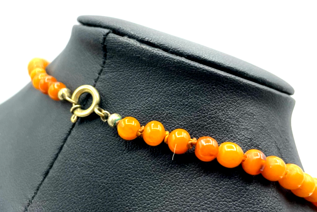 Antik elegante Butterscotch Bernstein Amber Kette Golddouble Ø 7,5 mm im Verlauf2