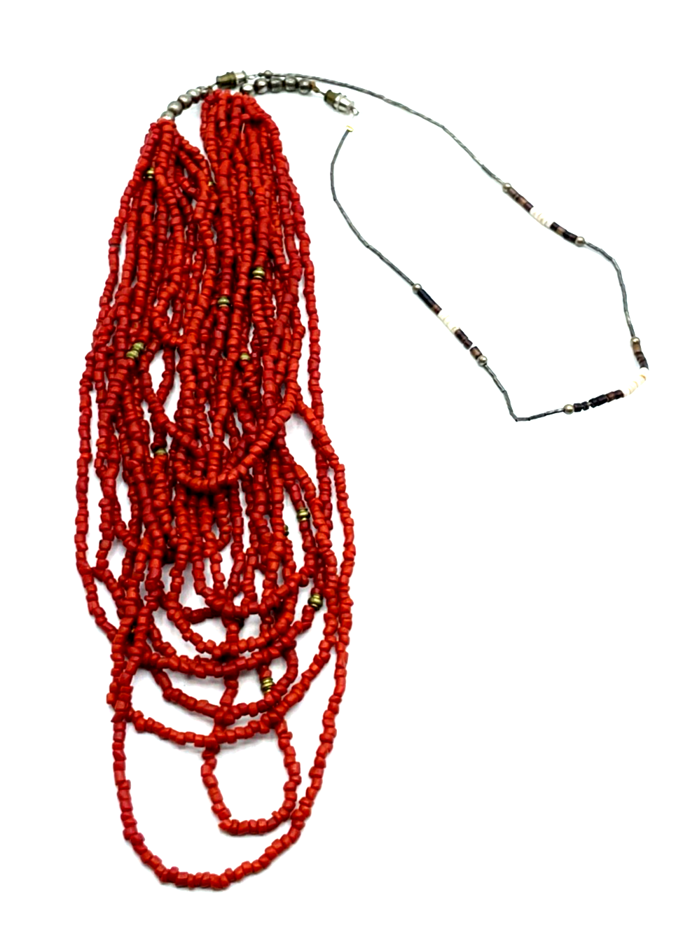 Attraktive 12 reihige Korallen Perlen Kette im Ethno Style Wasserfall Design4