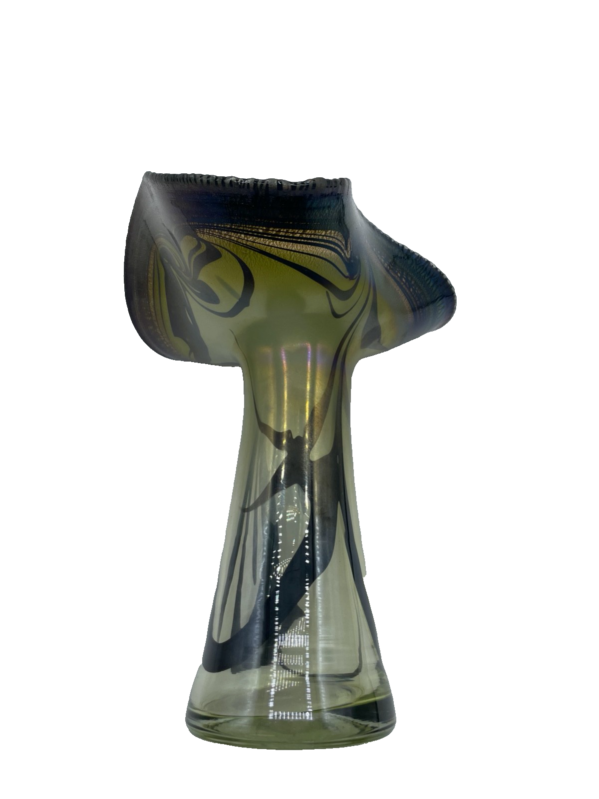 Attraktive Glaskunst Vase Eisch Studio signiert irisierend Jugendstil Dekor H 315