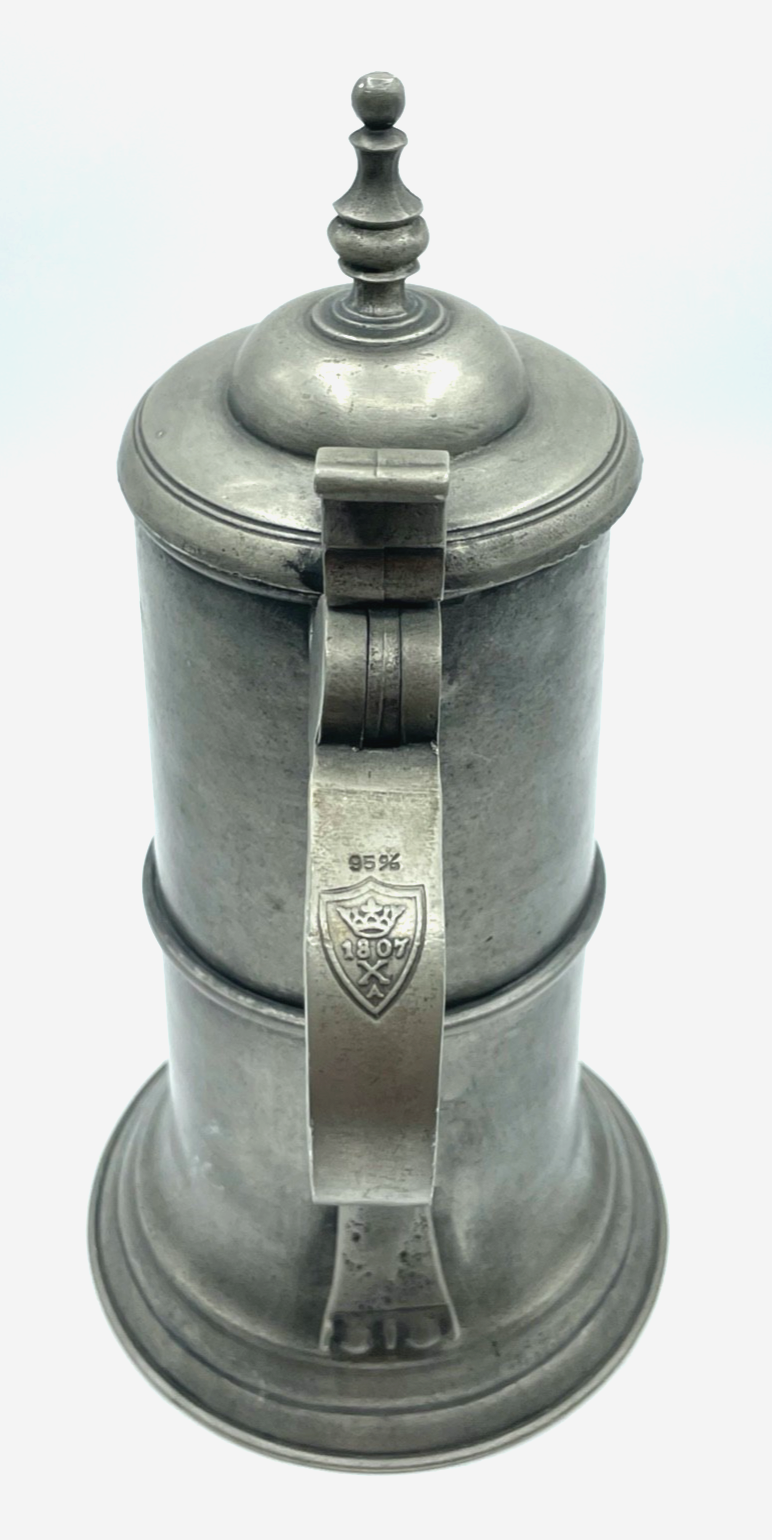 GILDE  Zinn Deckel Kanne Deckelkrug Schank Krug H 28 cm Antikstil Löwe Wappen6