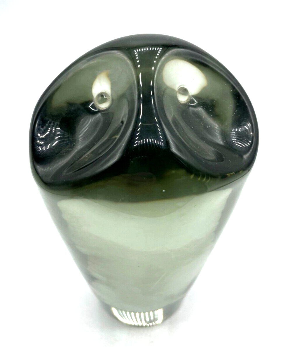 Midcentury Rarität L. Seguso Eule für Gral Glas Turmalin Grün Unikat H 22cm sign1