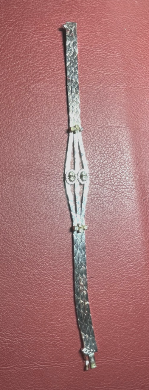 Vintage elegantes 800 Silber Armband mit 12 x Weißtopas L 19 cm B 15 mm2