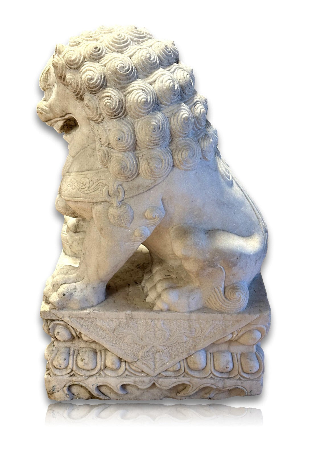 Paar Wächterlöwen - Foo-Hunde Skulptur - China 20. Jhd - weißer Marmor4