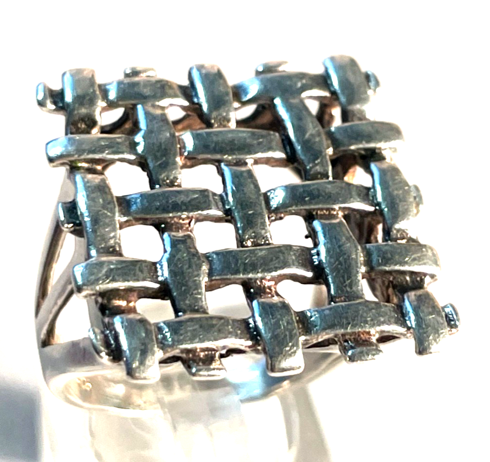 Aparter gr. Design 925 Silber Ring Flechtmuster Ø 18,8 RG 59 gepflegt Juwelier0