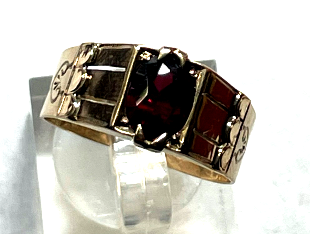 Aparter 333 Gold 8 K antik Ring Rotgold Granat RG 55 Ø 17,5 mm Juwelier9