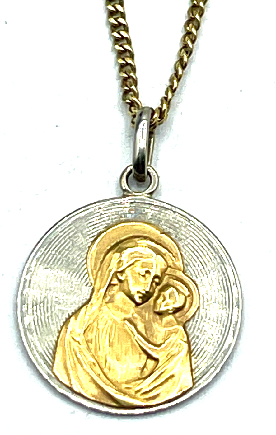 750 Gold 18 K Panzer Kette 51 cm Juwelier mit Madonna Anhänger bicolor  unisex4