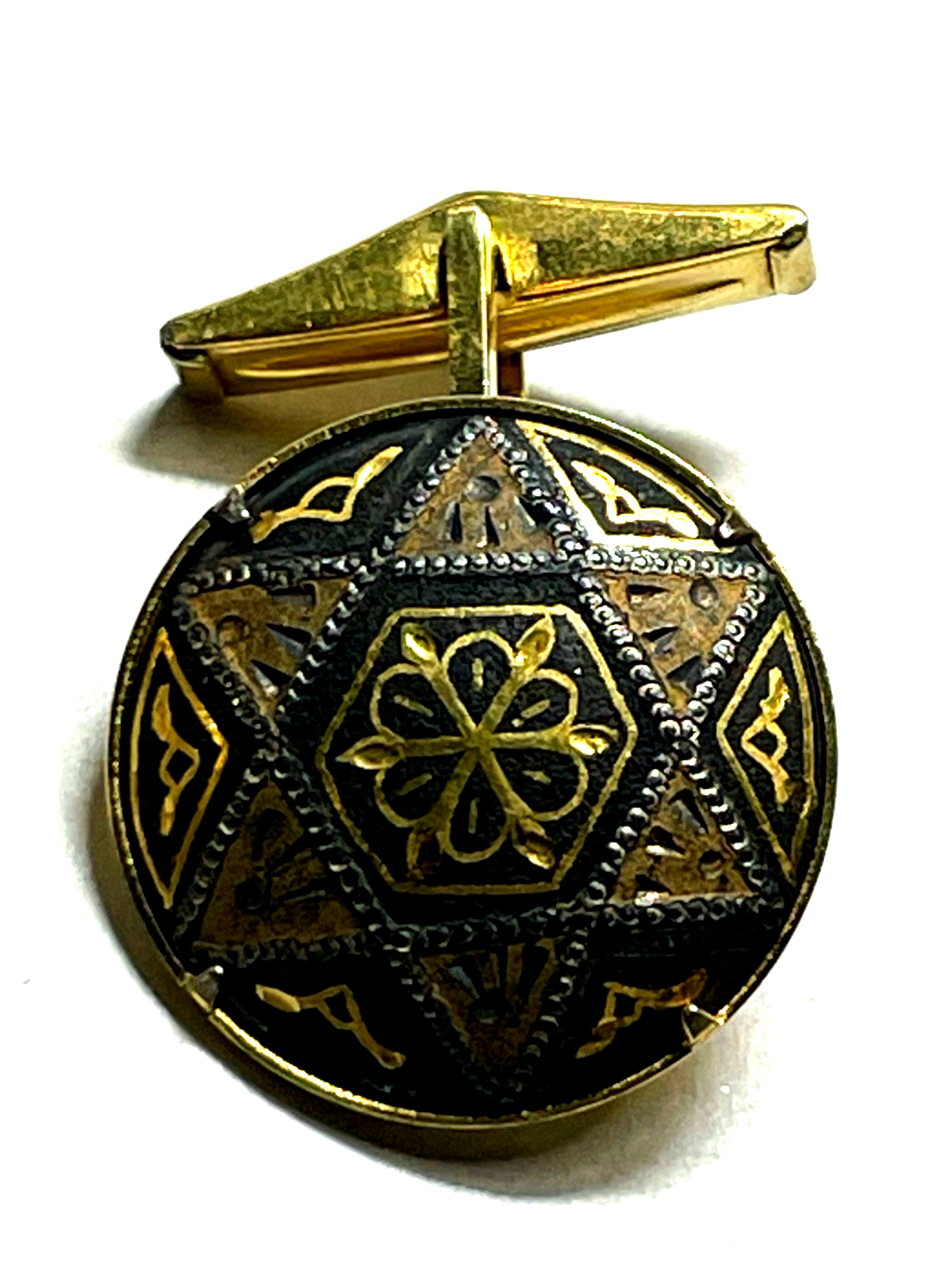Vintage Toledo unisex Manschettenknöpfe Ø 21 mm Damaszener Handarbeit vergoldet2