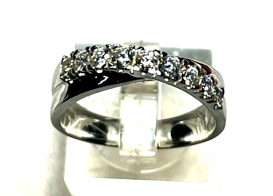 Solider Weißgold 585 Gold 14 K Ring 9 Brillanten 1,0ct. Ø 17,8 mm RG 56 Juwelier7