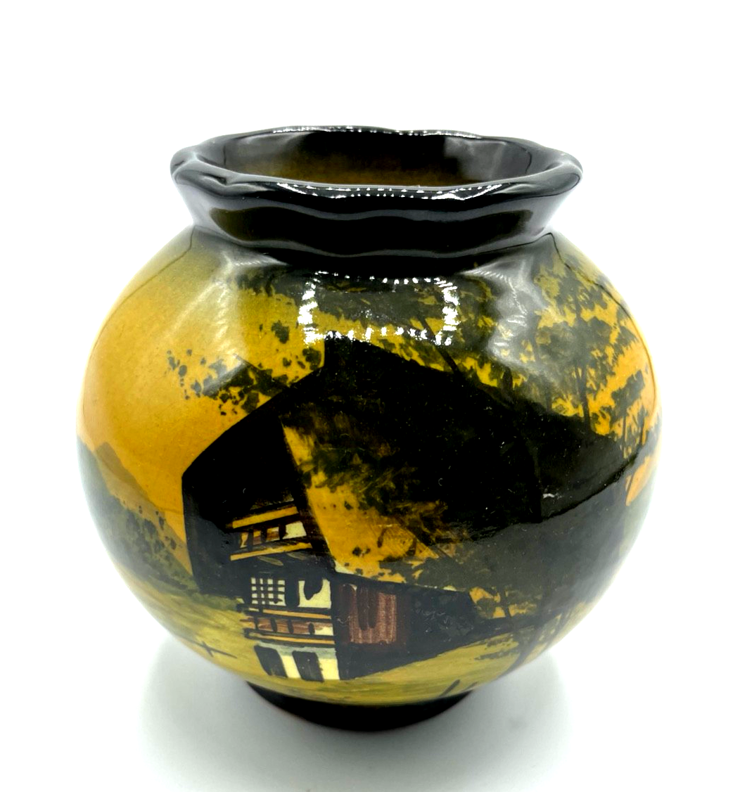 Alte Schramberg Majolika SMF Vase Modell 4158 / 63 Handgemalt H 10 cm B 10 cm3