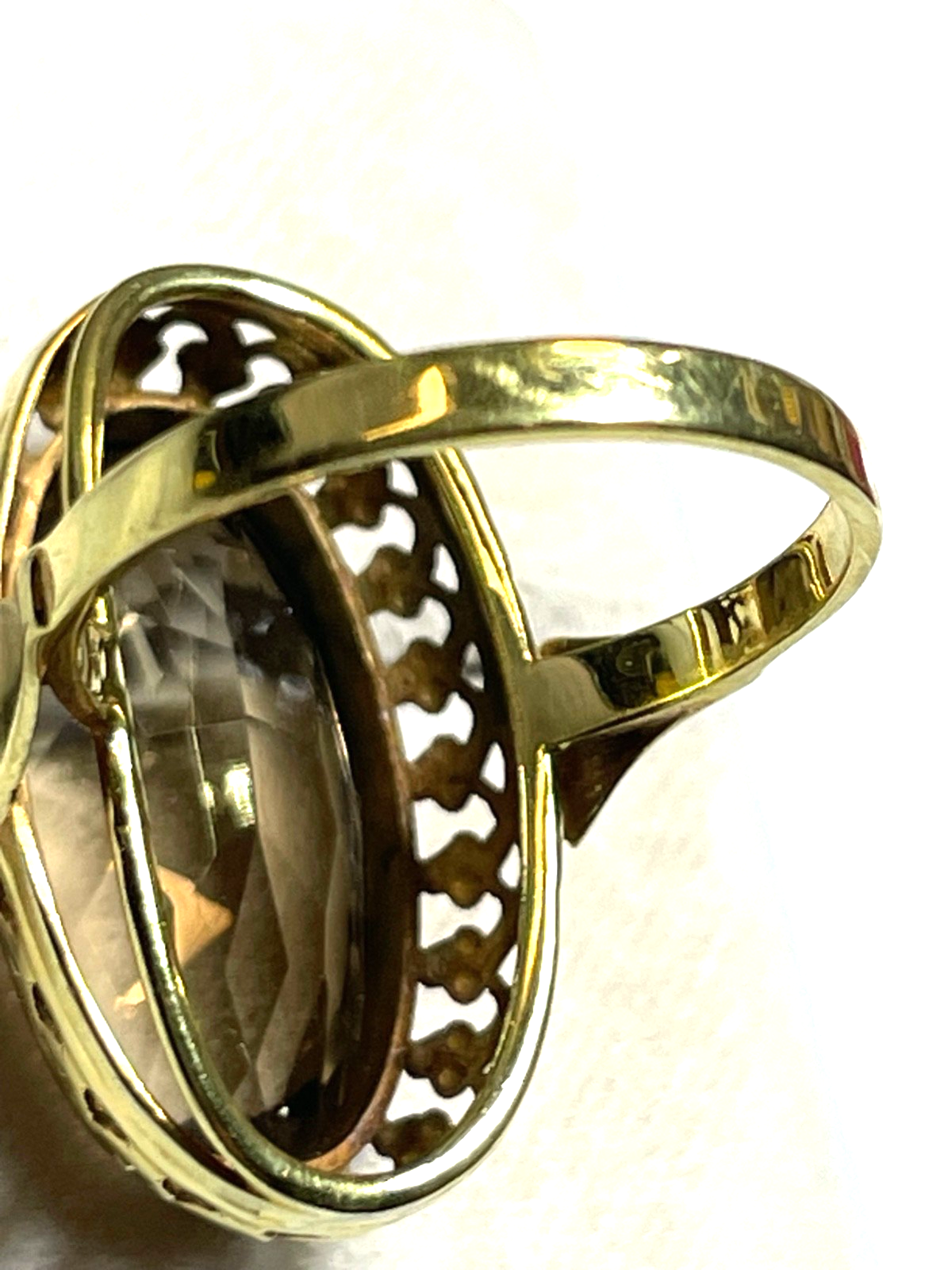 Vintage Design 333 Gold 8 K Ring Rauchquarz Ø 17,5 mm RG 55 Juwelier wunderschön11