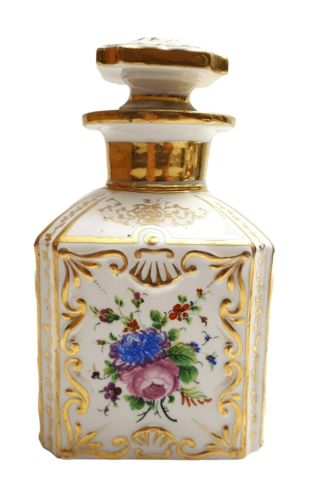 Biedermeier 1850 - Karaffe Stopfen Flasche - Schumann Porzellan Berlin - Blumen3