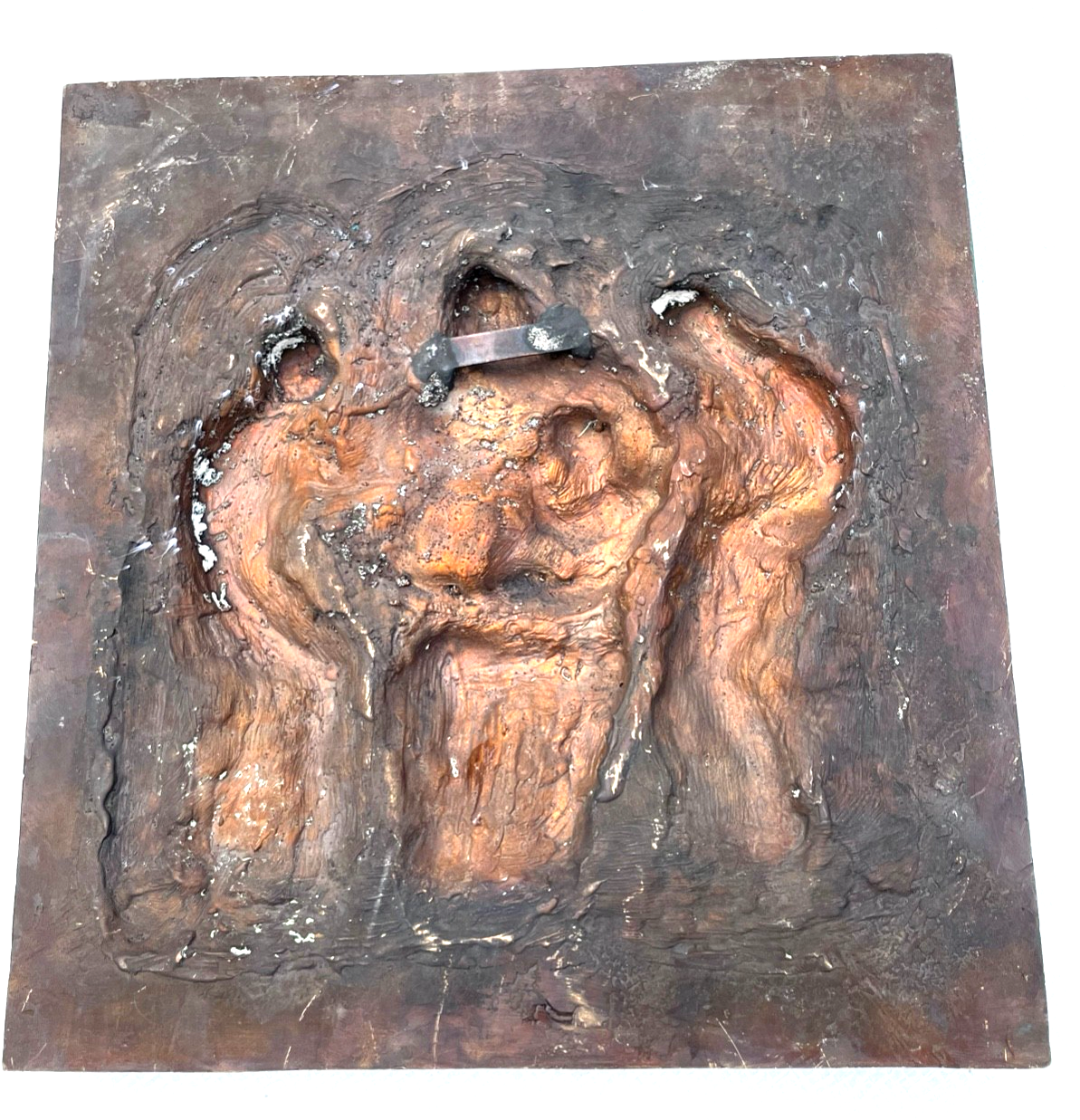 Gr. Künstler Bronze Wandtafel G. Panciano sign. Vatikan Bildhauer 34x32 5,4 KG6
