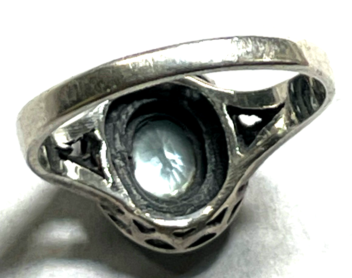 Antik 925 Silber Ring aquamarin farbig wasserblau Spinell 30erJ RG 50 Ø 15,9 mm8