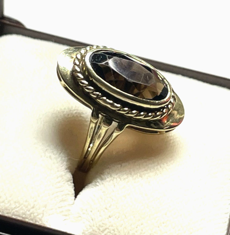 Vintage 333 Gold 8 K Rauchquarz Ring Ø 16,5 mm RG 52 Juwelier Qualität gepfl.5