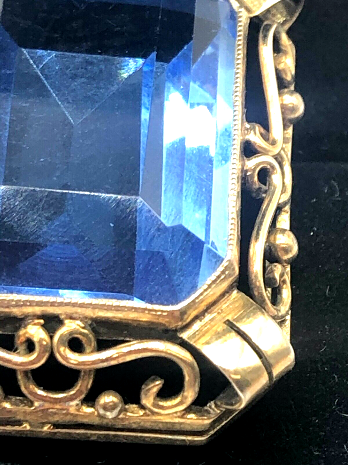 Antik 830 Silber vergoldet stattlicher Anhänger London Schweizer Blau Farbstein4