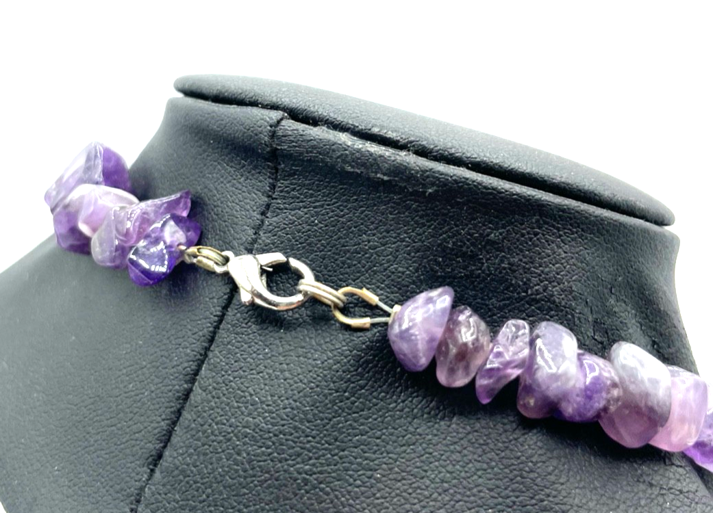 Natürliche Amethyst polierte Splitterkette L 46,5cm B 8-13 mm mit Kugel Anhänger3