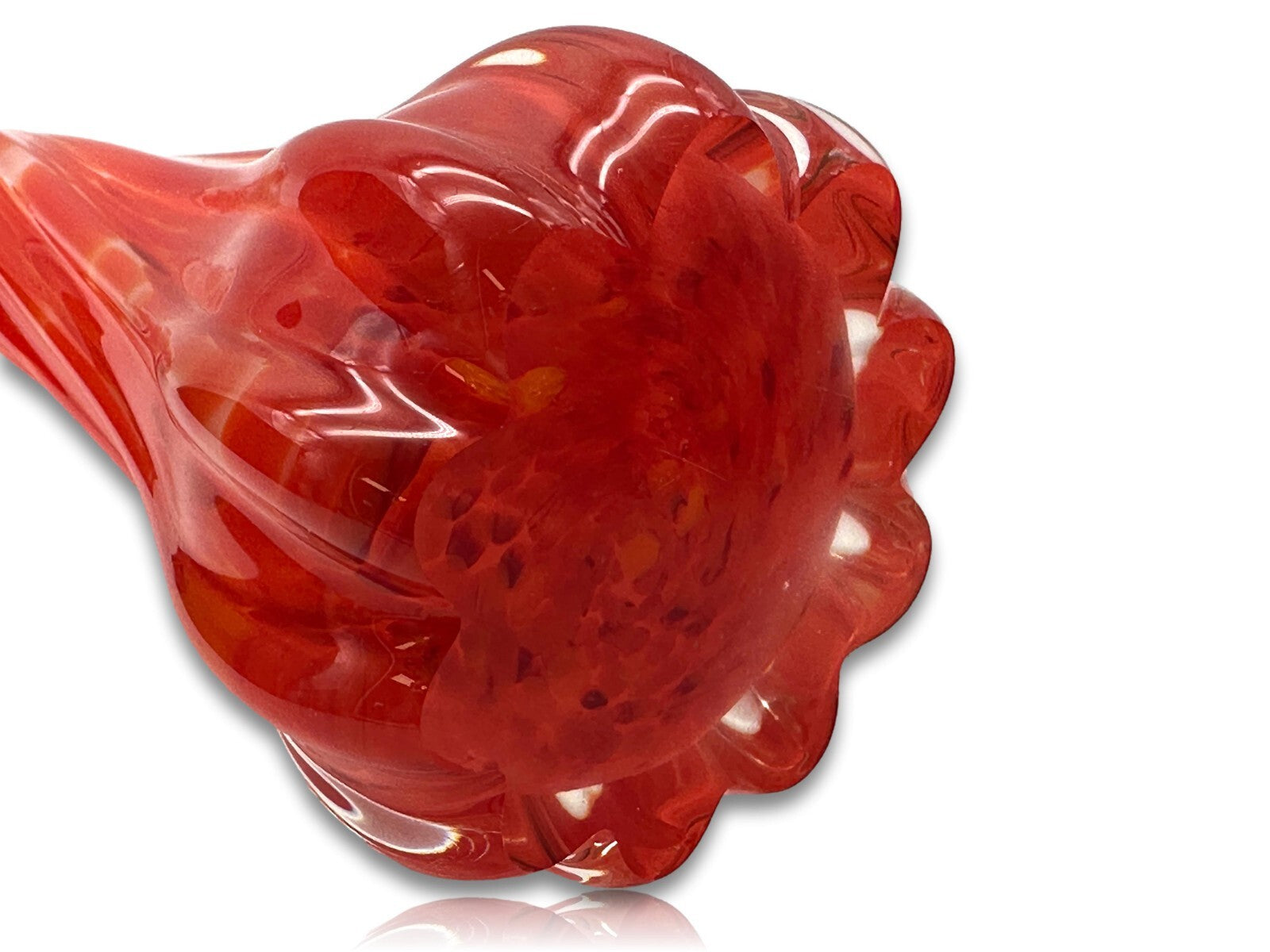 Murano Vase - Rot Weißer Unterfang - geschliffener Stand - Mid-Century9