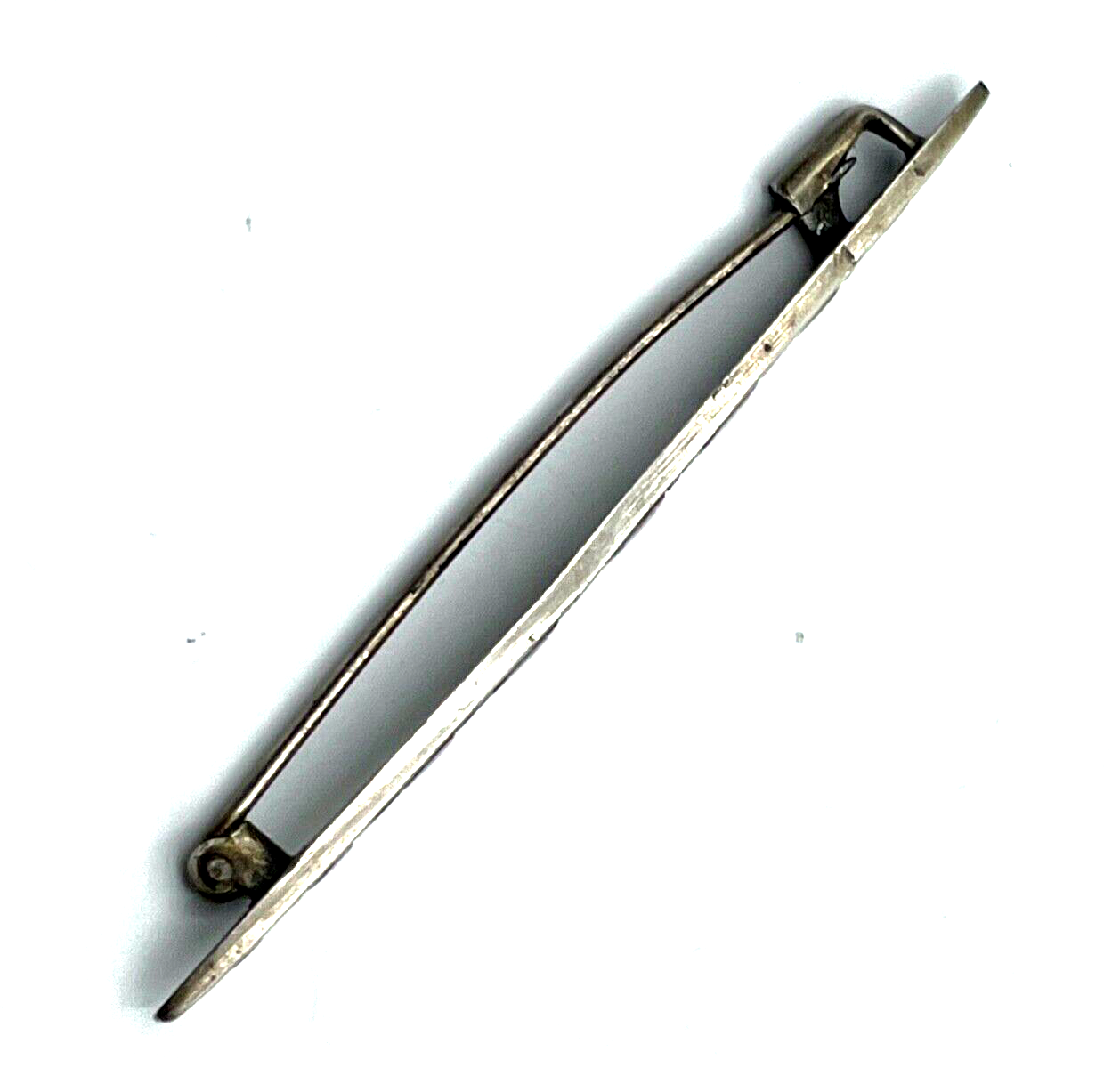 Antik Anstecknadel Stabbrosche um 1900 Stahl Blätter punziert Handarbeit L 7,5cm3