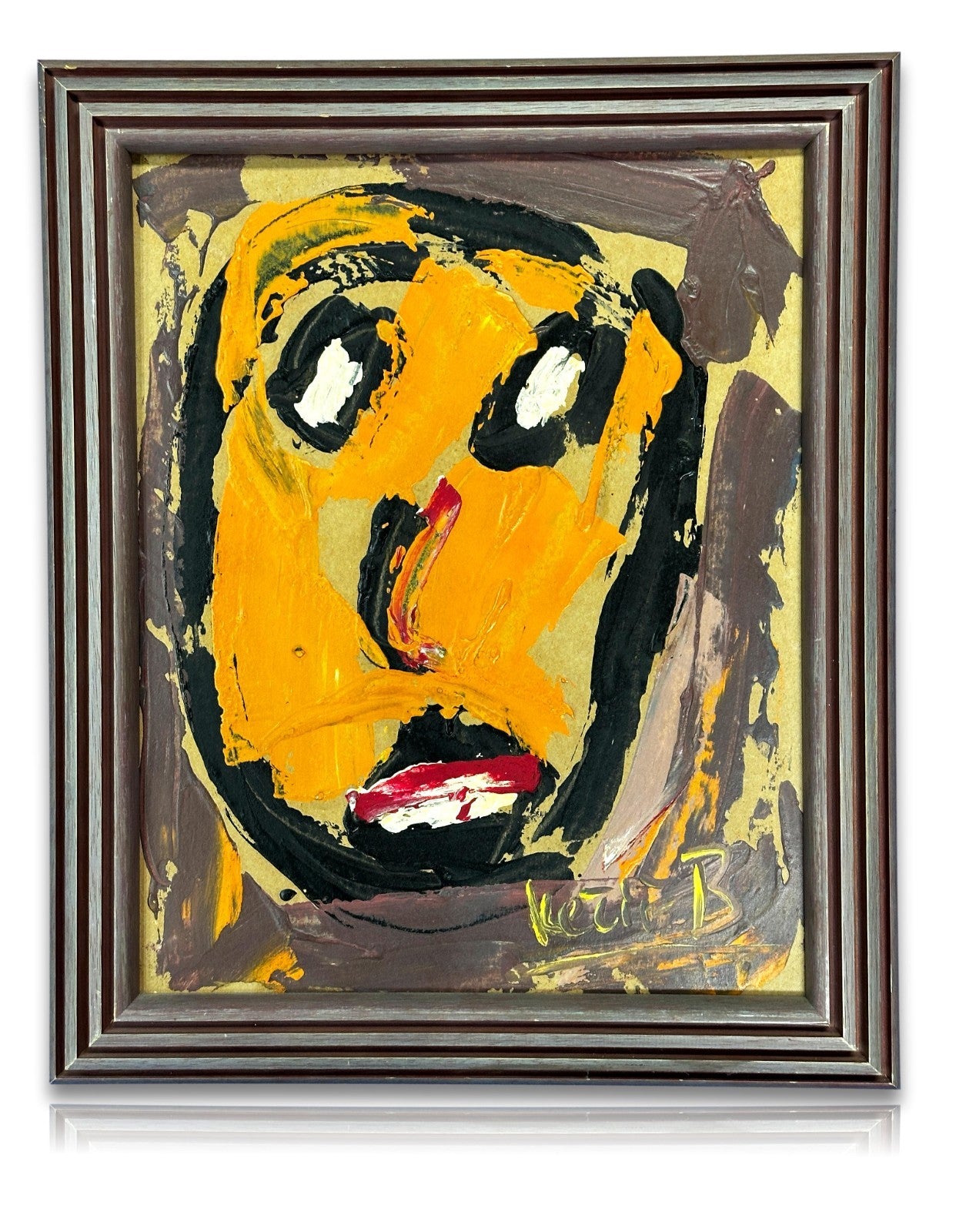 Bohumil Samuel Kečíř – expressives Portrait/Maskenbild - signiert - gerahmt0