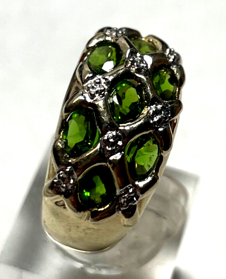 Prächtiger 925 Silber vergoldet Ring 7 x Chromdiopsid Ø 19 mm RG 60 Juwelier neu3