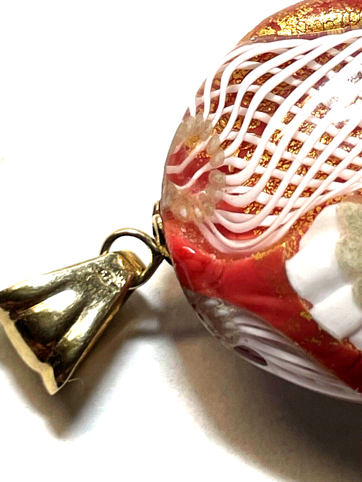 Edler 375 Gold 9 K Murano Glas Anhänger Juwelier Handarbeit floral Amulett gepfl4