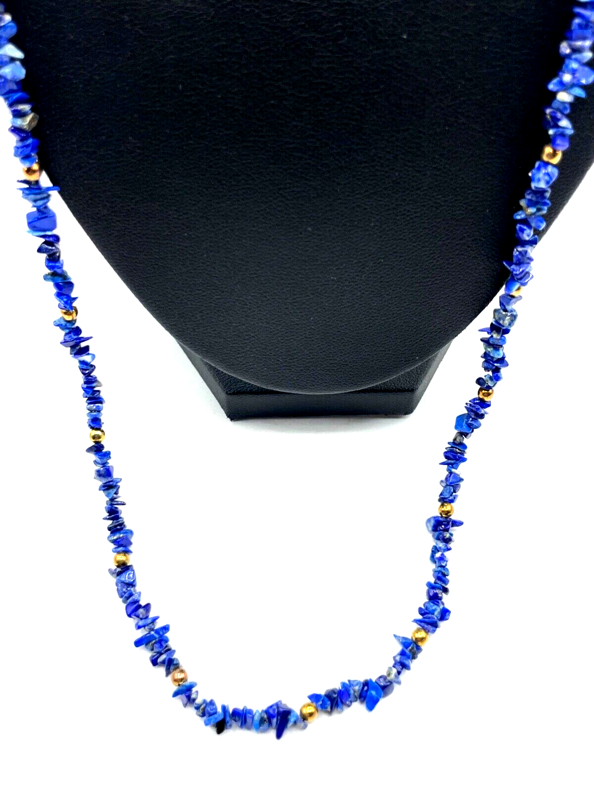 Vintage aparte Edelstein Kette Lapislazuli Splitterkette Handarbeit L 72 cm2