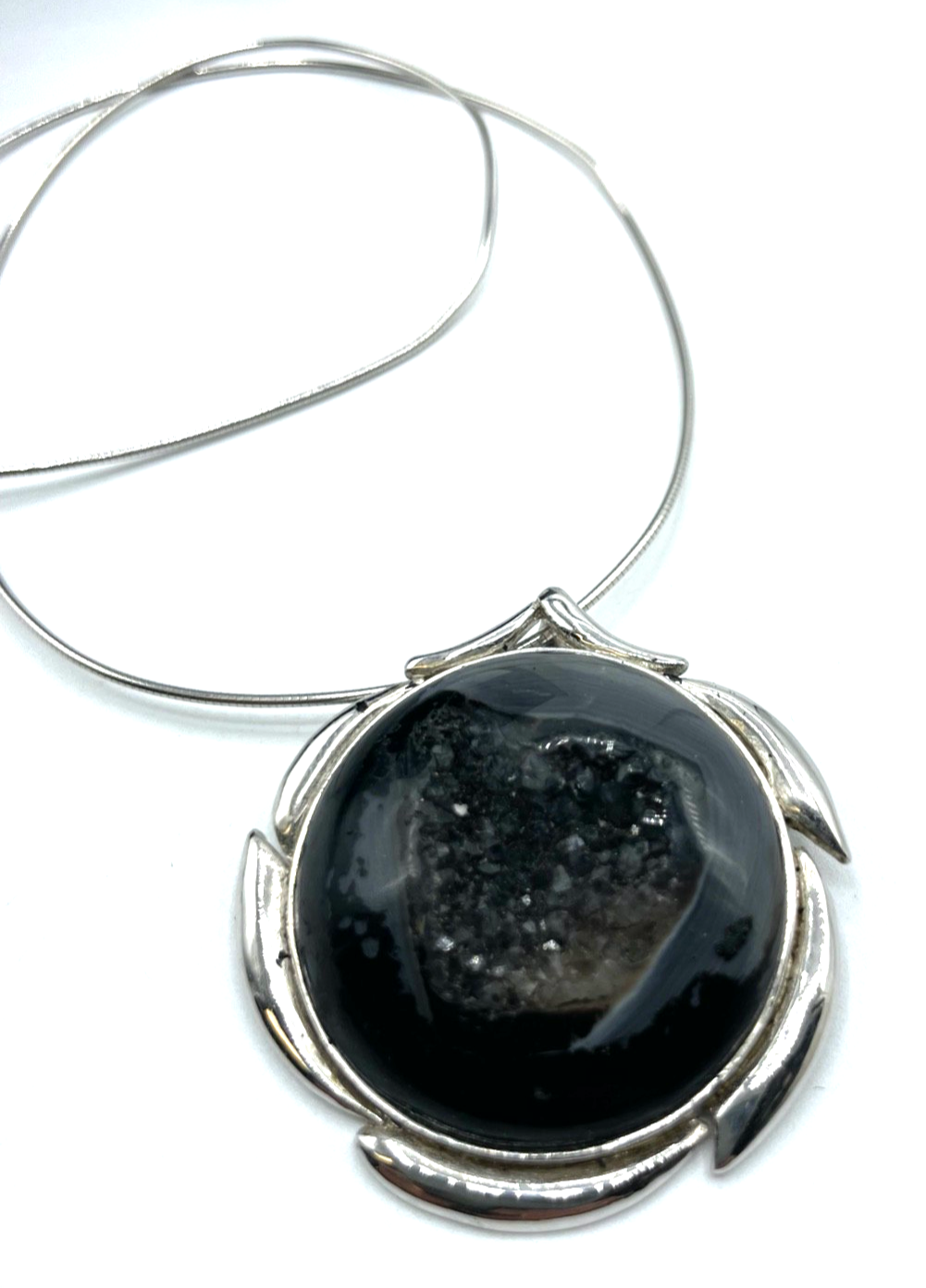 Attraktiv + groß Statement TAU Anhänger Achat Druse + Schlangenkette 925 Silber2