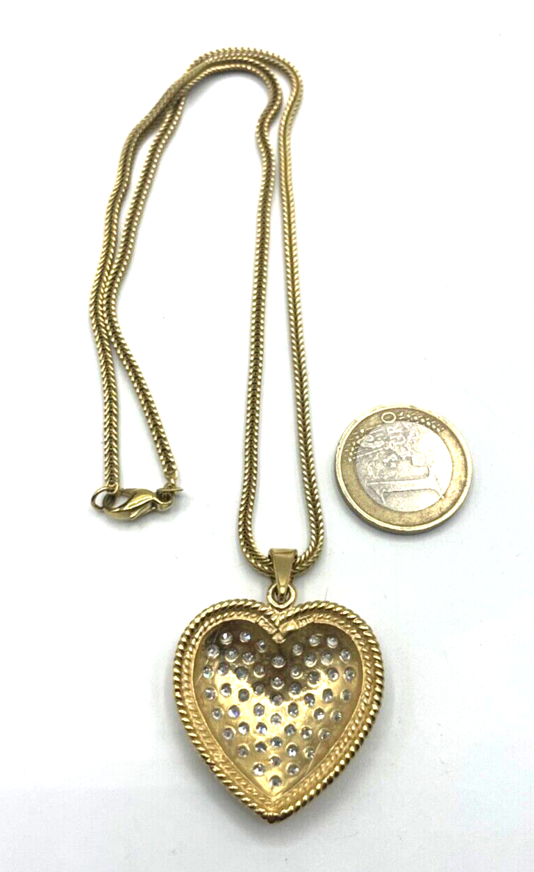 925 Silber Fuchsschwanz Kette  prächtiger Herz Anhänger Zirkonia vergoldet neuw.7
