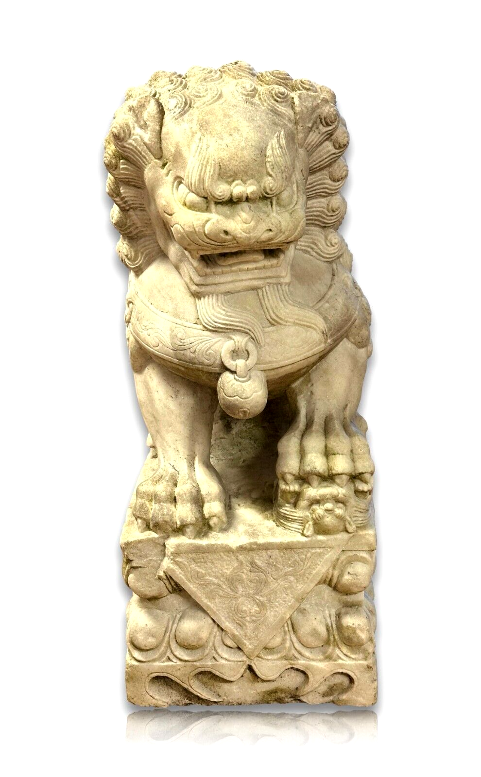 Paar Wächterlöwen - Foo-Hunde Skulptur - China 20. Jhd - weißer Marmor18
