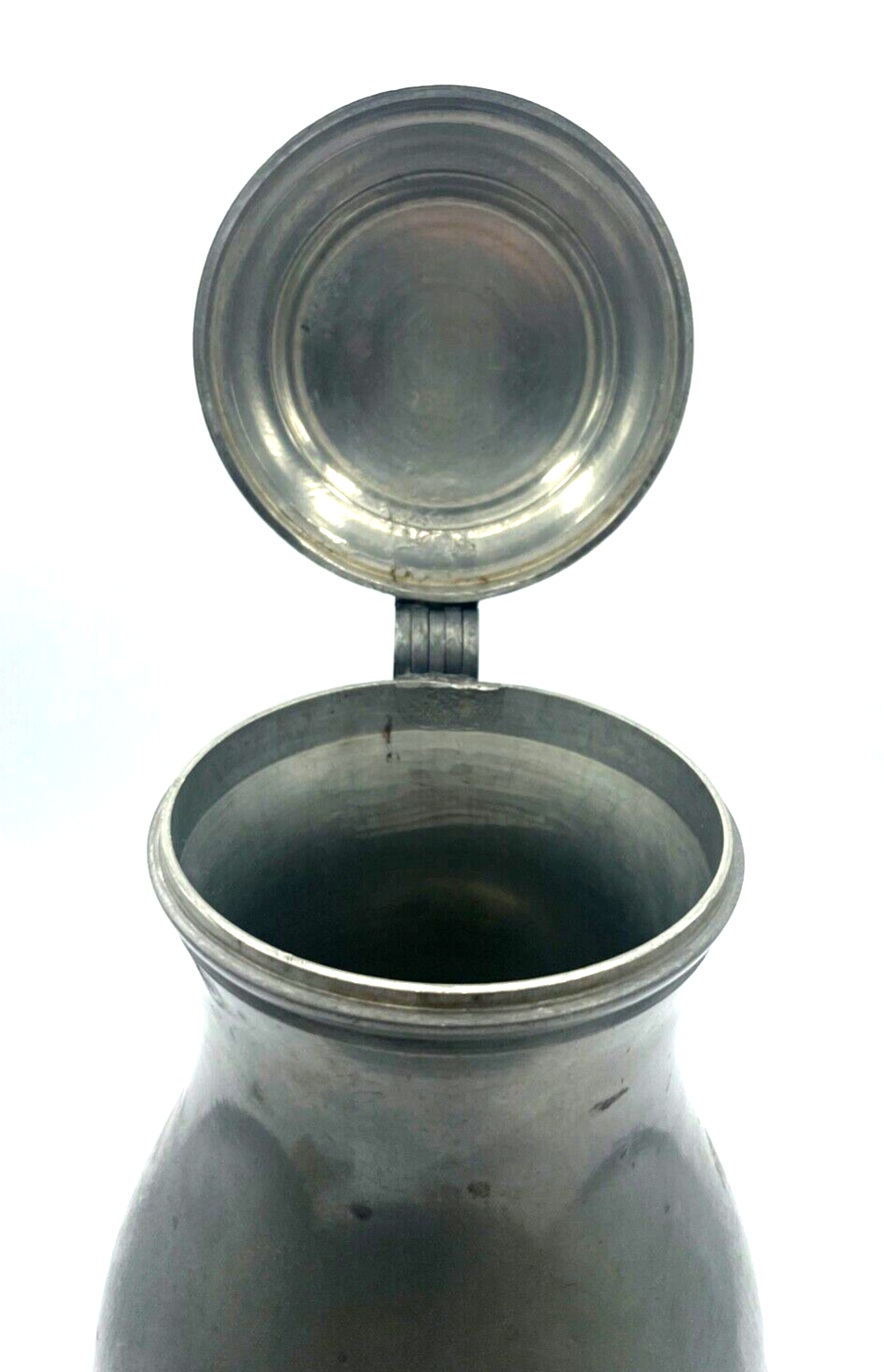 Antik riesiger Zinn Krug Deckel Gravur C. H. 1844 Weinkrug Bierkrug Handarbeit7