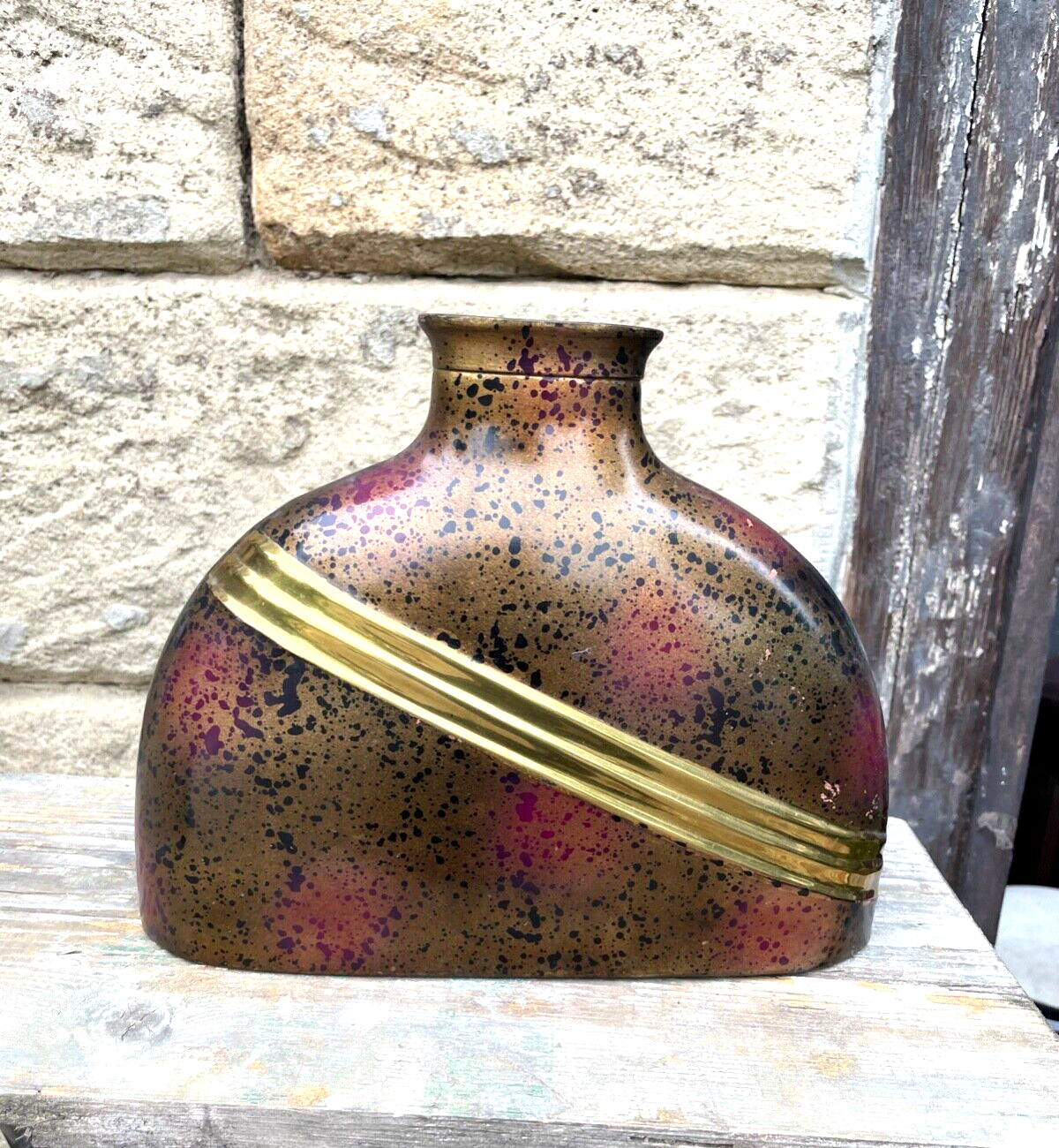 Große moderne dekorative Metall Vase Handarbeit Kupfer Messing farbig brüniert0