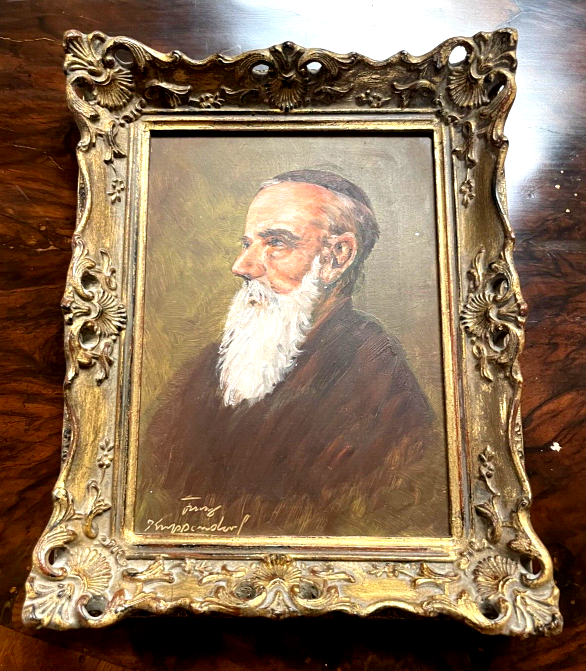 Ölgemälde Franz Krippendorf 1907-1982 Geistlicher mit Bart im Ornat Porträtbild0