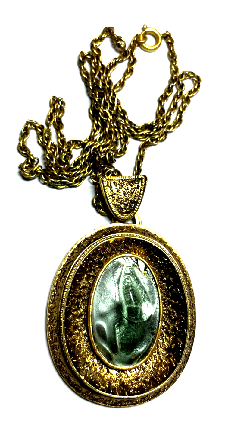 Mega Statement vintage Modeschmuck Kette + Anhänger Handarbeit top gepfl.5