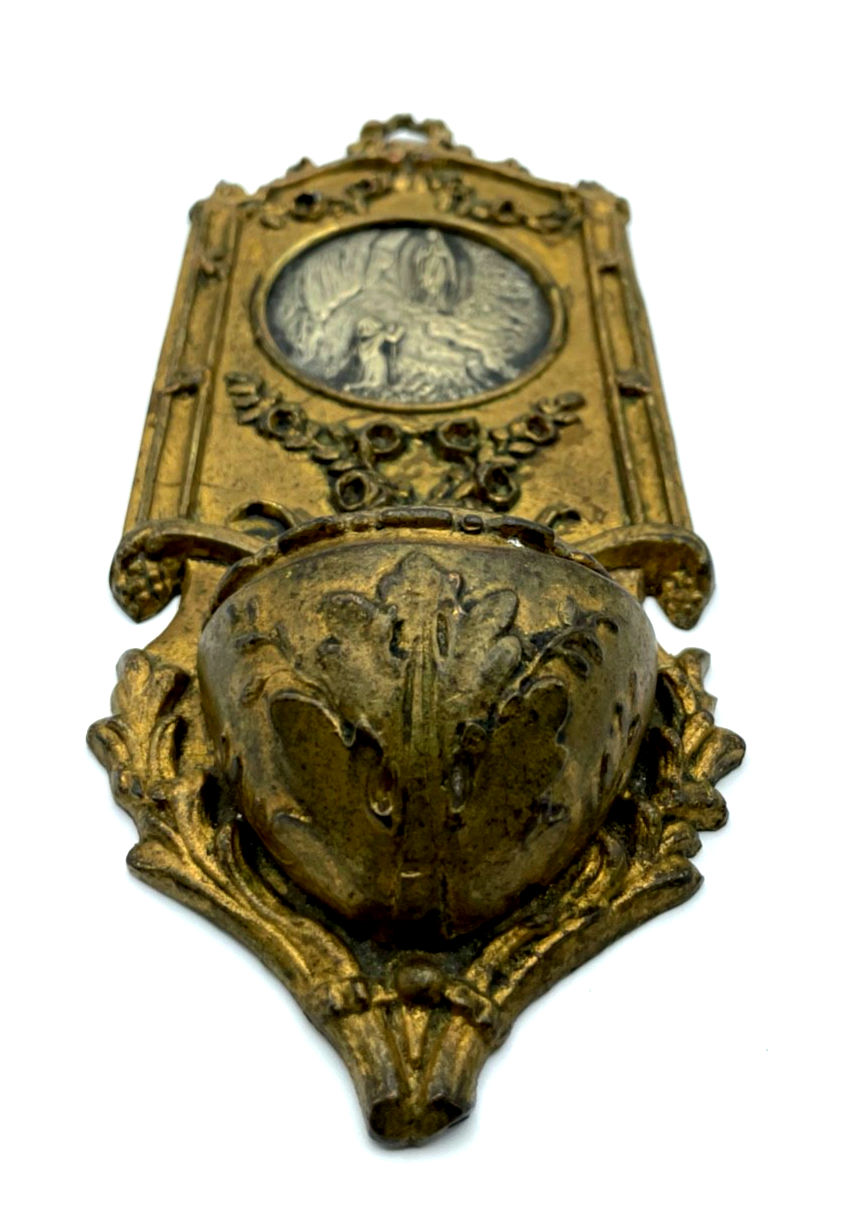 Antik Weihwasserkessel für Wand um 1880 Lourdes Pilger Souvenir Historismus8