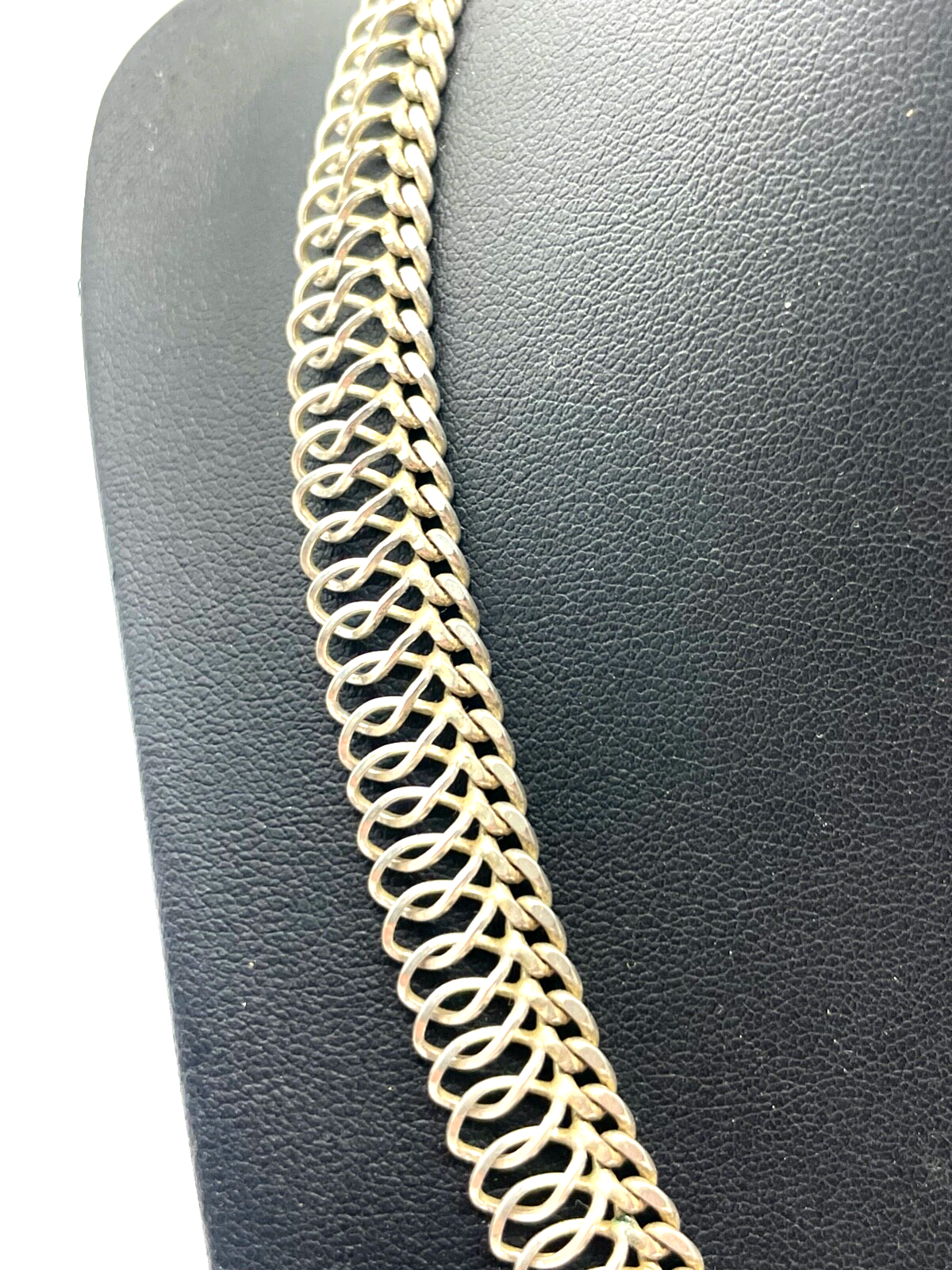 Vintage Design Silber Kette 835 FBM Collier 70er J Längenverstellbar bis 46 cm 23
