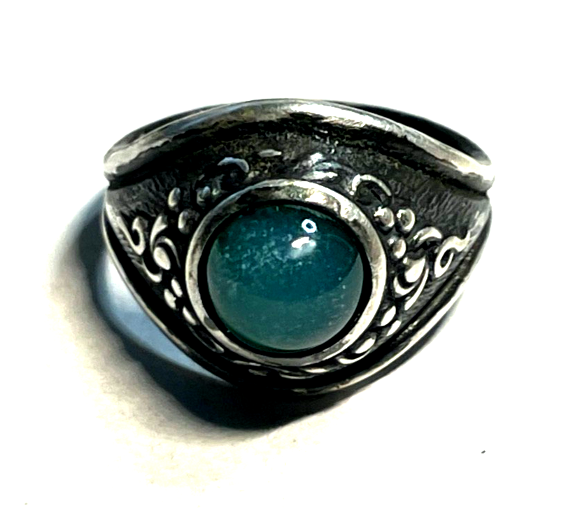Antik 835 Silber Ring Chrysopras Cabochon RG 54 Ø 17 mm solide Qualität5