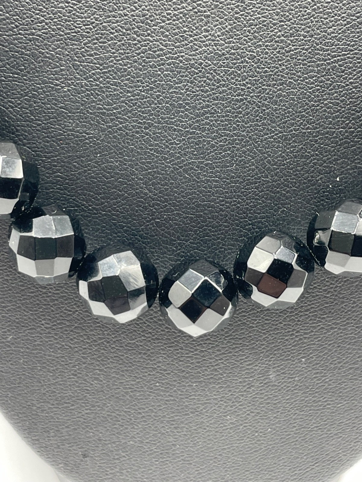 Statement Onyx facettiert Kugel Kette Collier Ø 12 mm gr. 925 Silber Knebel2