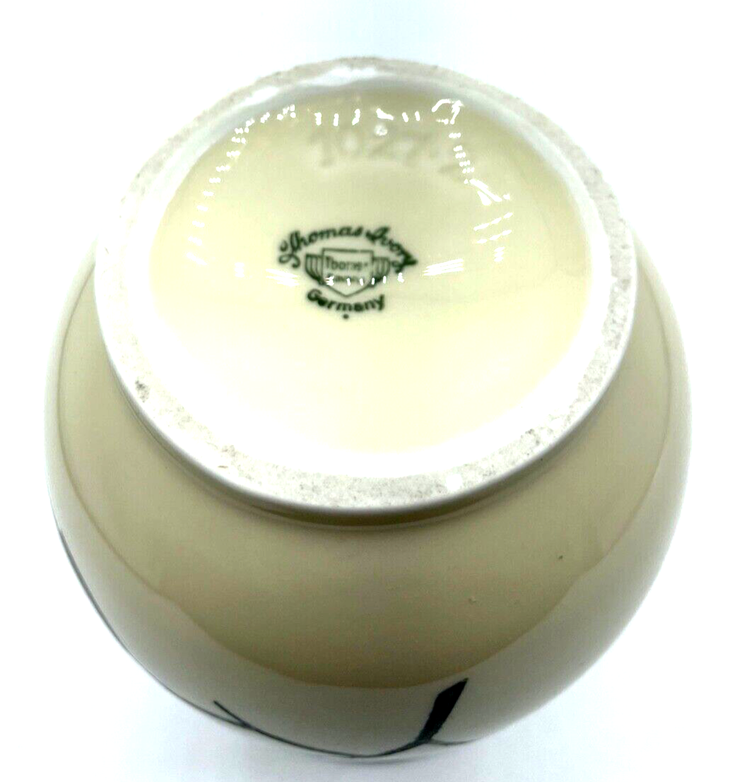30er J Thomas Ivory Porzellan Vase mit aparter Echtsilber Silber Bemalung5