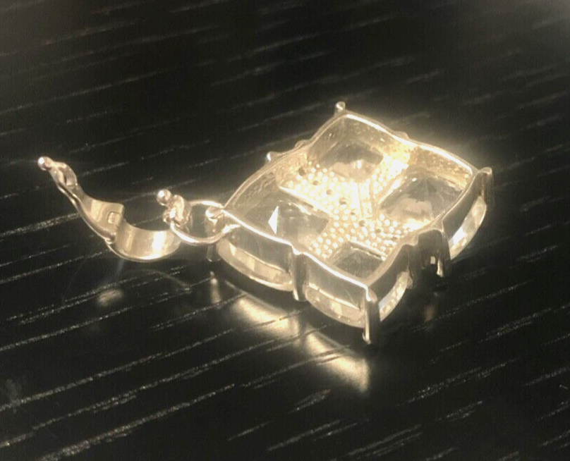 Gr. 925 Silber Clip Anhänger Bergkristall + Silber Schlangenkette Magnet Kugel6