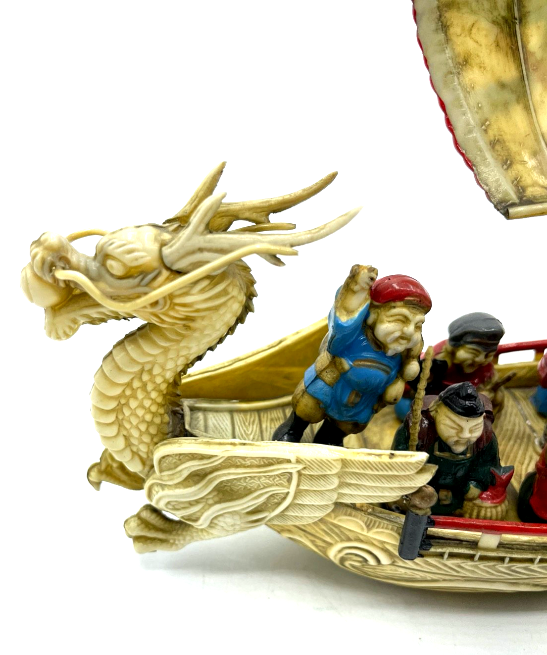 Antik celluloid Zelluloid Drachen Boot 7 glückliche Götter 30erJ Dachbodenfund5