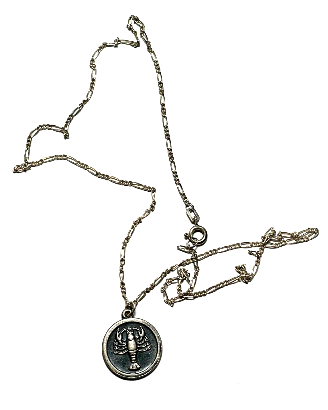 835 Silber Kette mit Sternzeichen Krebs Cancer Anhänger unisex gepflegt L 46 cm0