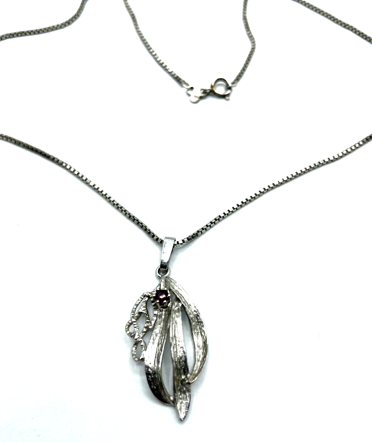 Elegante 925 Sterling Silber Venezianer Kette + 835 Anhänger Rubin rhodiniert4