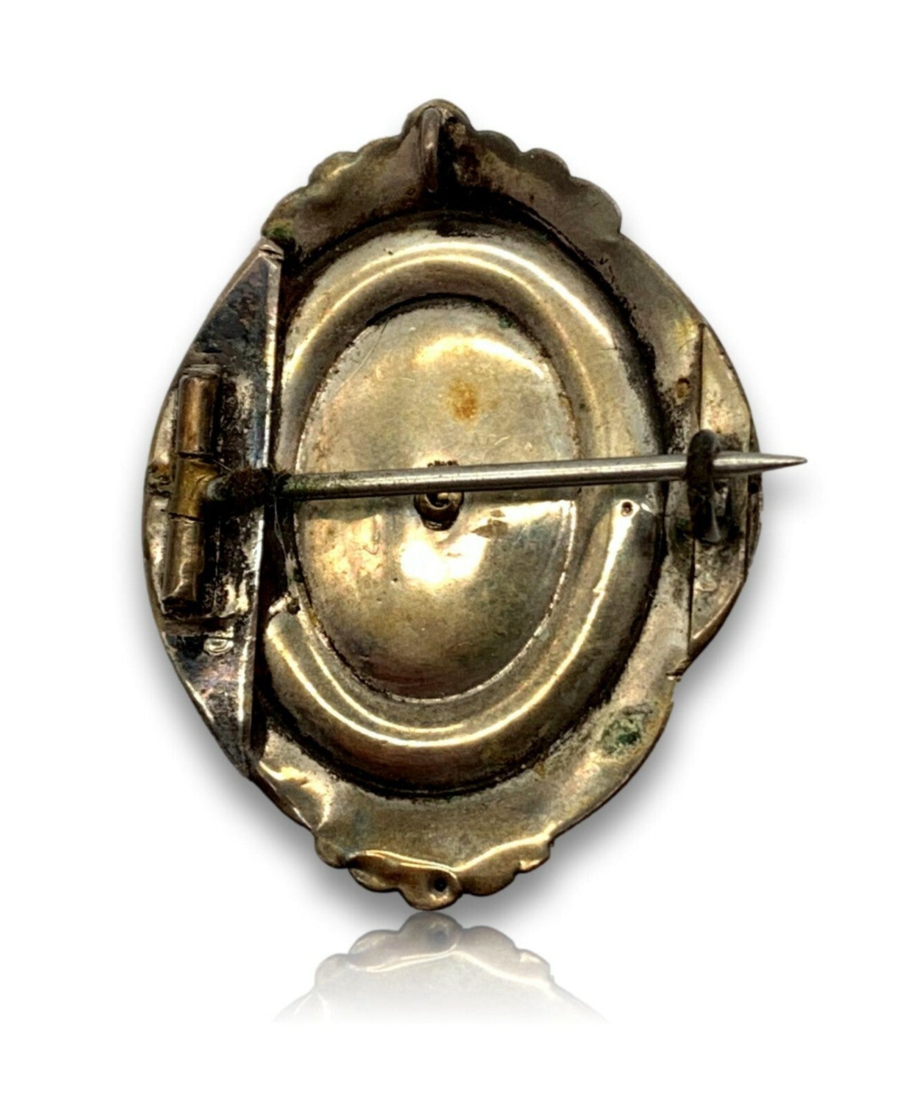 Biedermeier Brosche Anhänger - Schaumgold 6 Karat 250 - schwarzer Onyx Saatperle5