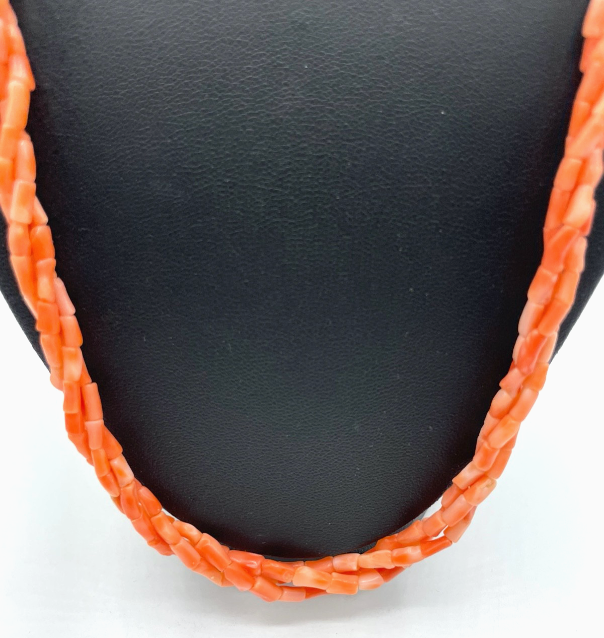 Natur Lachs Koralle 3er Strang gedreht mit 925 Silber Karabiner L 60 cm gepflegt1