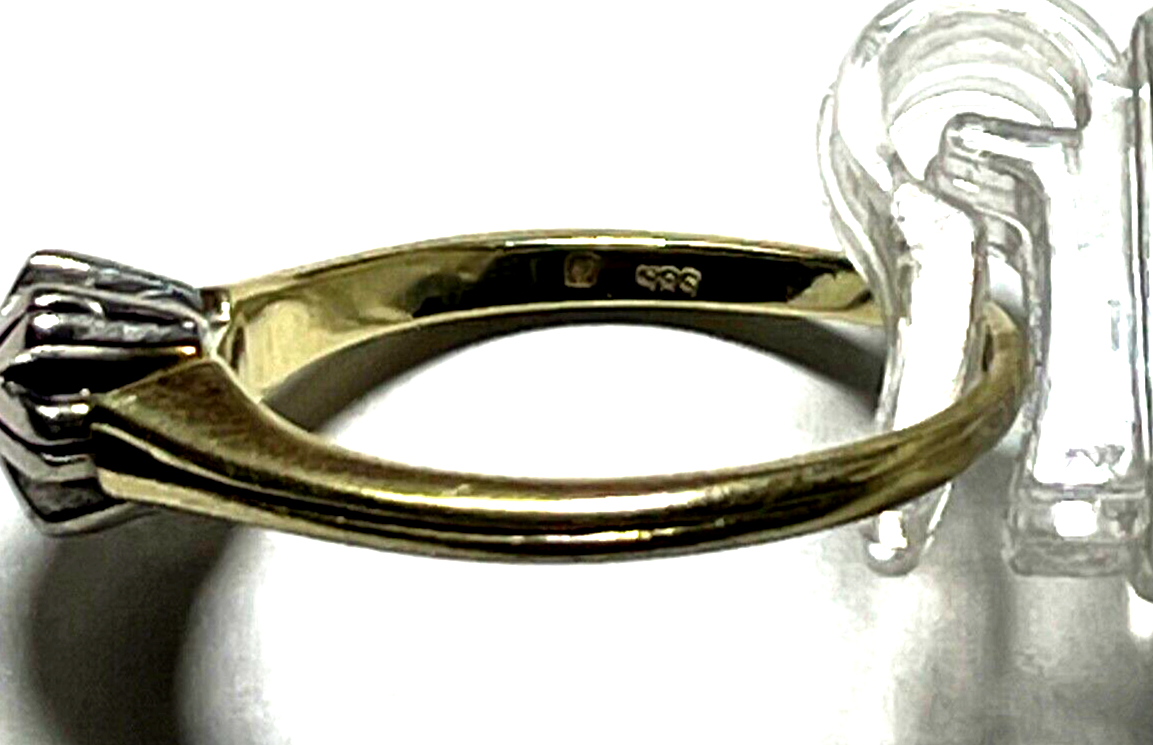Klassisch solider 585 Gold 14 K Ring Brillant ca. 0,05 ct. Ø 20mm RG 634