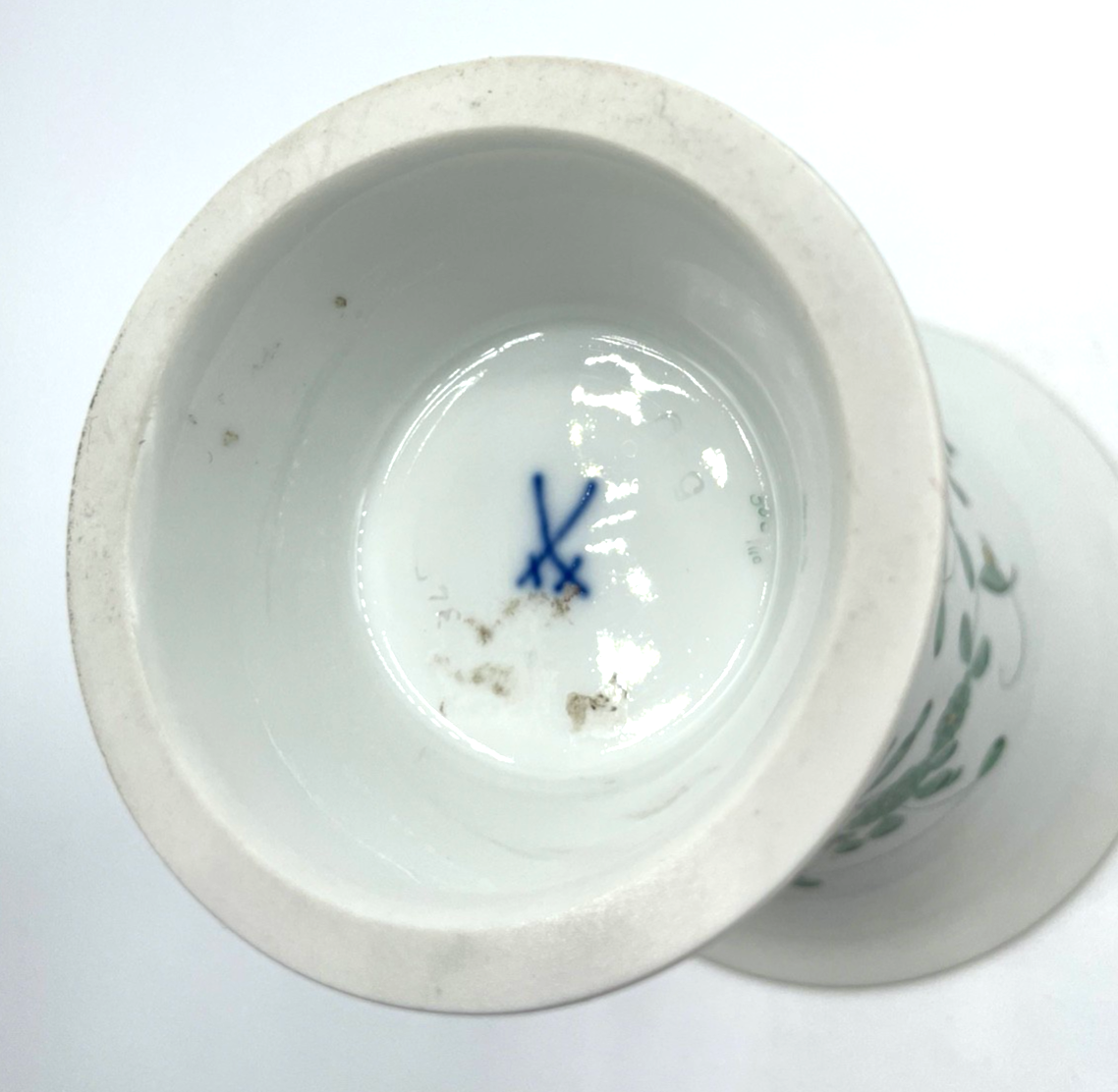 Antik Meissen Porzellan Trichtervase Vase indisch grün H 14 cm  1A Zustand5