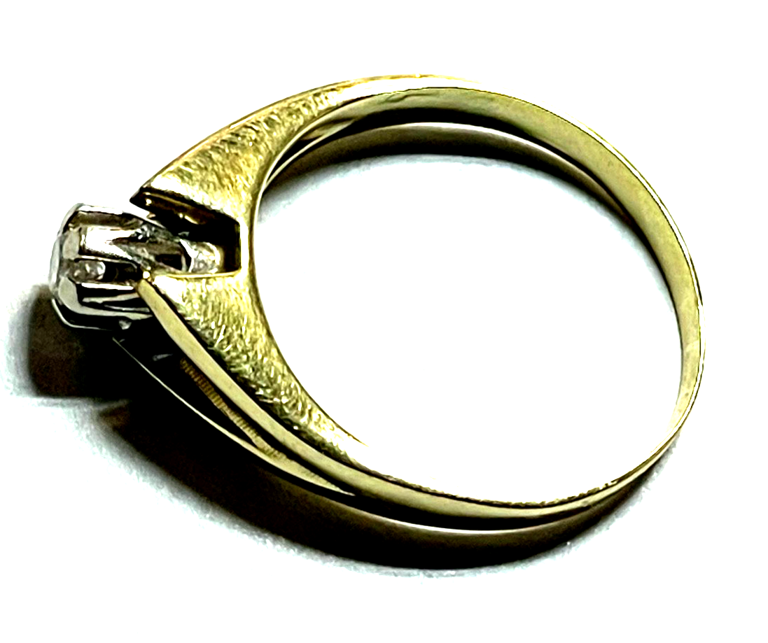 585 Gold 14 K Gelbgold Ring Vorsteckring Brillant 0,1 ct Ø 18,5 mm RG 58 gepf5