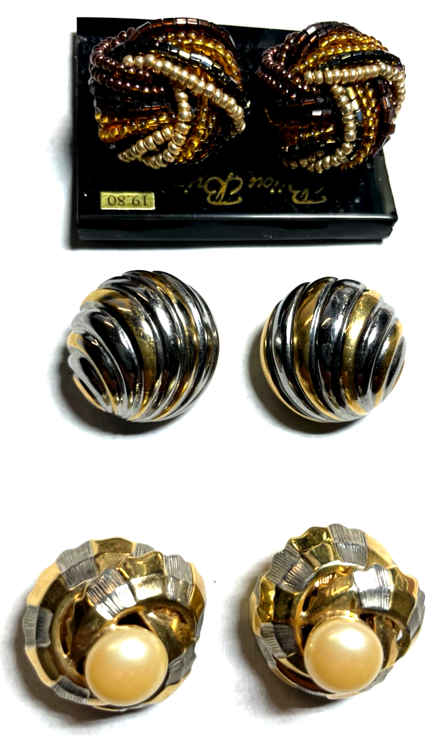3 Paar elegante Ohrclips sehr gepflegt hochwertiger Modeschmuck bicolor7